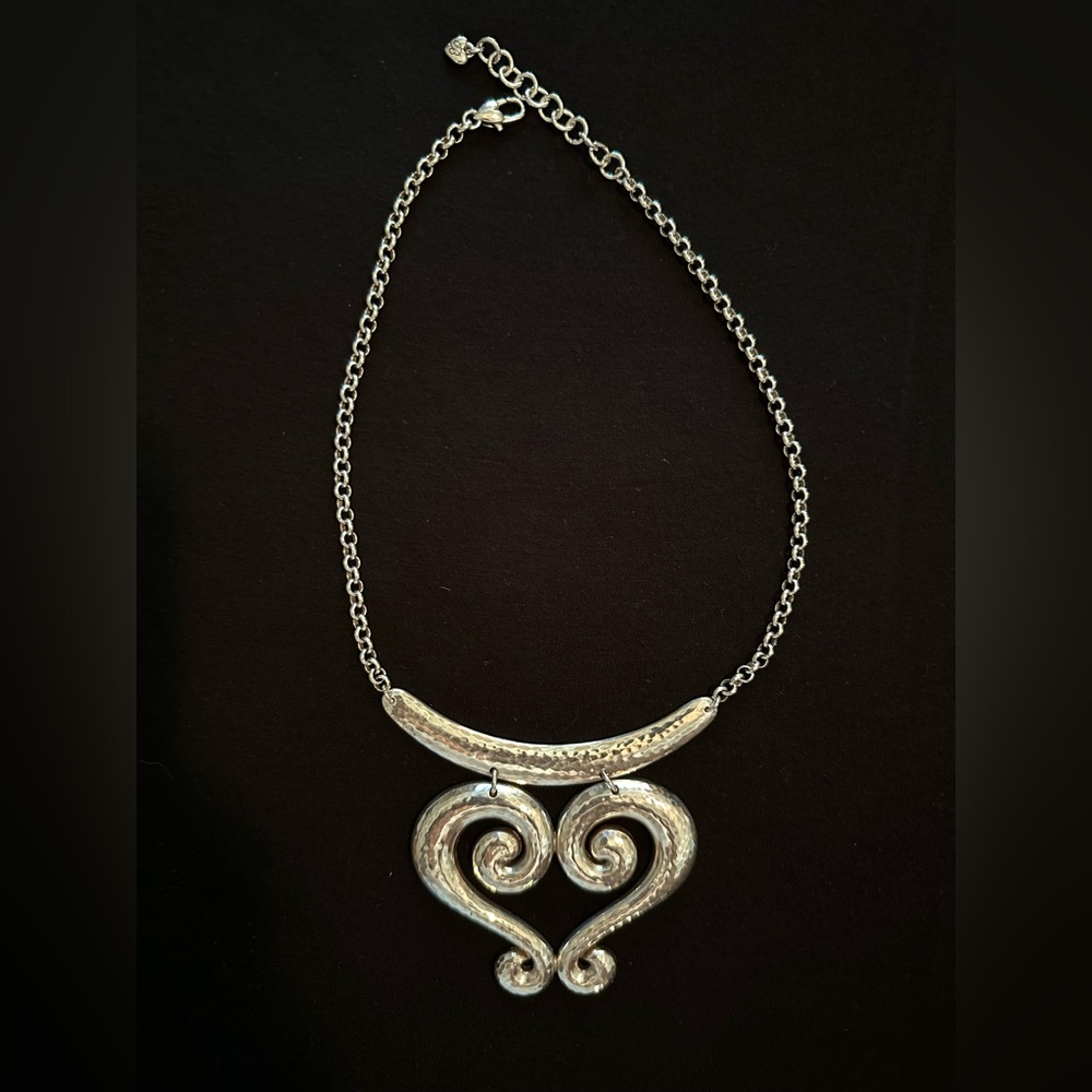 Brighton Genoa Scroll Heart silver plated statement necklace and earrings - Picture 2 of 4